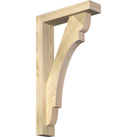 Ekena Millwork Olympic Block Rough Sawn Bracket w/ Offset Brace, Douglas Fir, 4"W x 16"D x 28"H BKT0402X16X28OLY05RDF